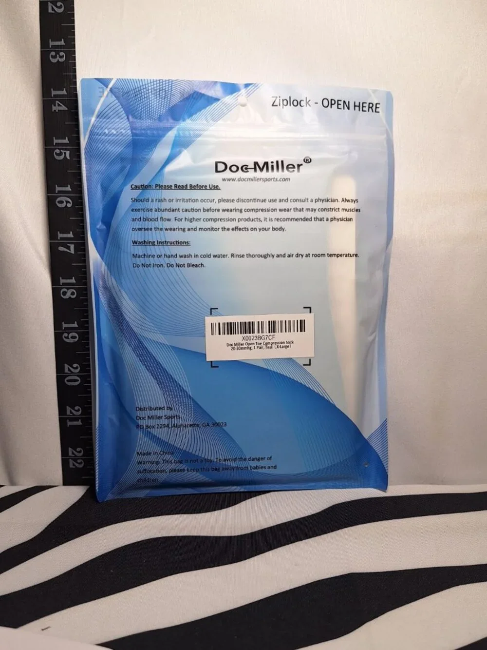 Doc Miller Compression Open Toe Compression Socks, 1 Pair, Teal